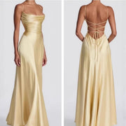 Fishtail Strap Dress Solid Color Chic and Sexy with Spaghetti Straps and a Square Neckline