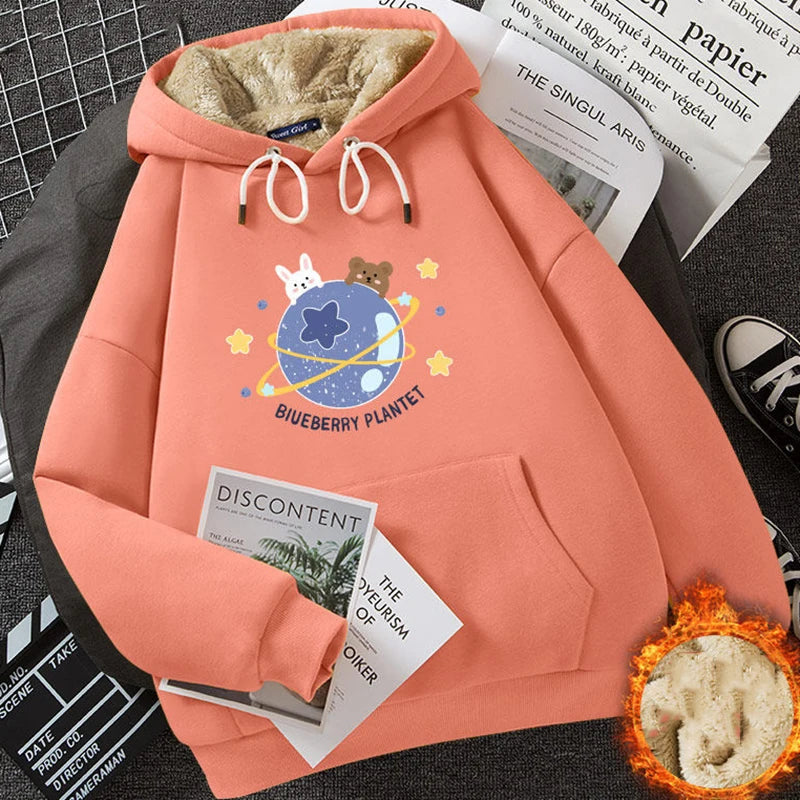 Women's Fleece-Lined Thickened Cashmere Hoodie
