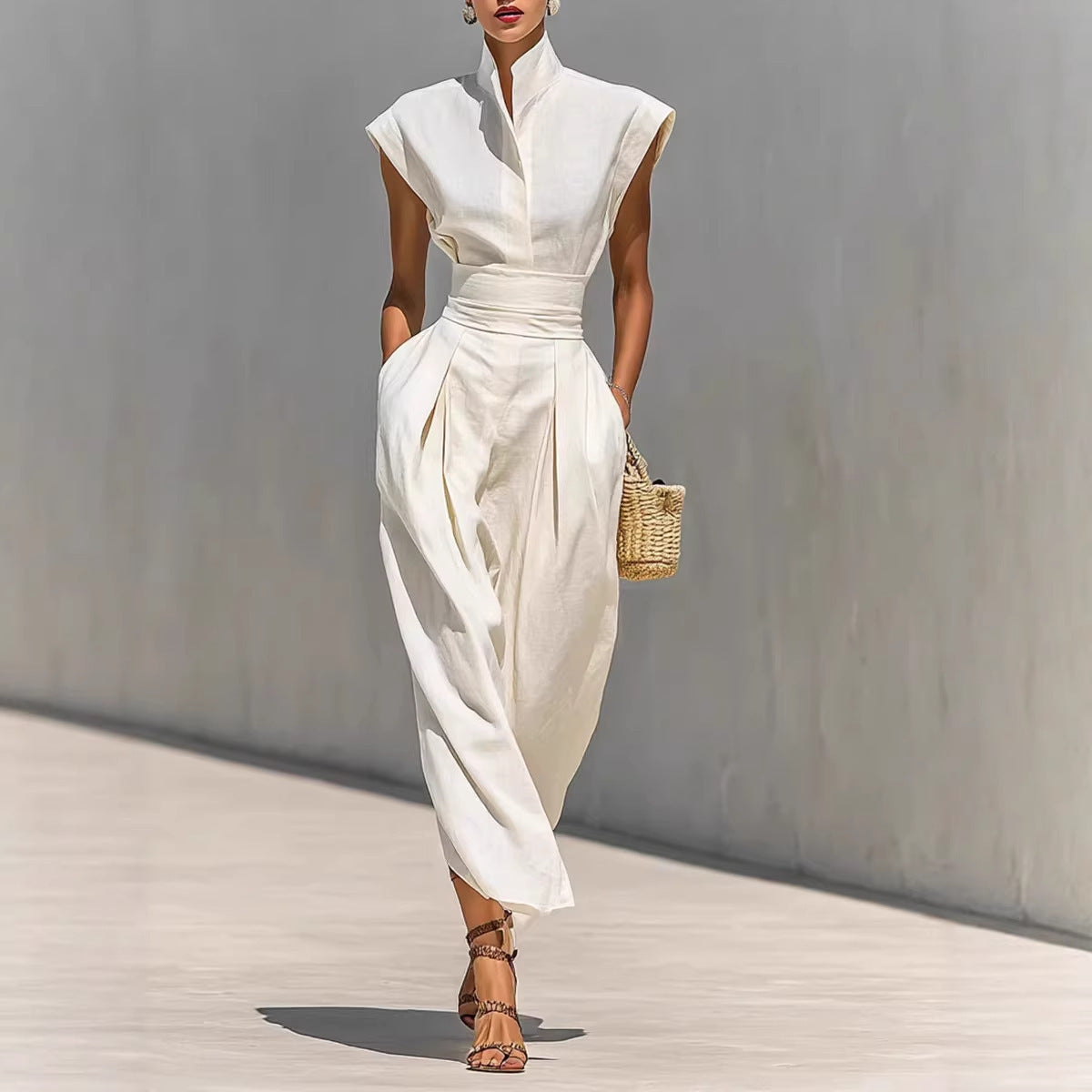 Womens New SpringSummer High-Waisted Midi Skirt