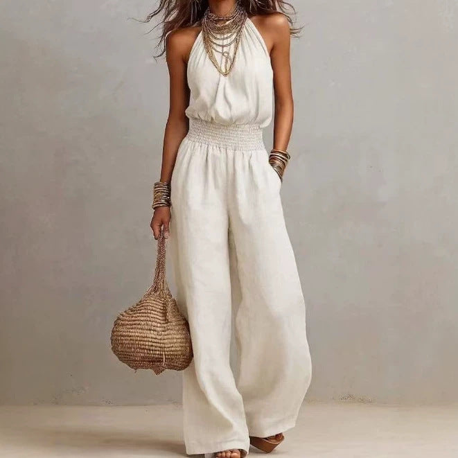 Chic Halter Backless Wide-Leg Jumpsuit