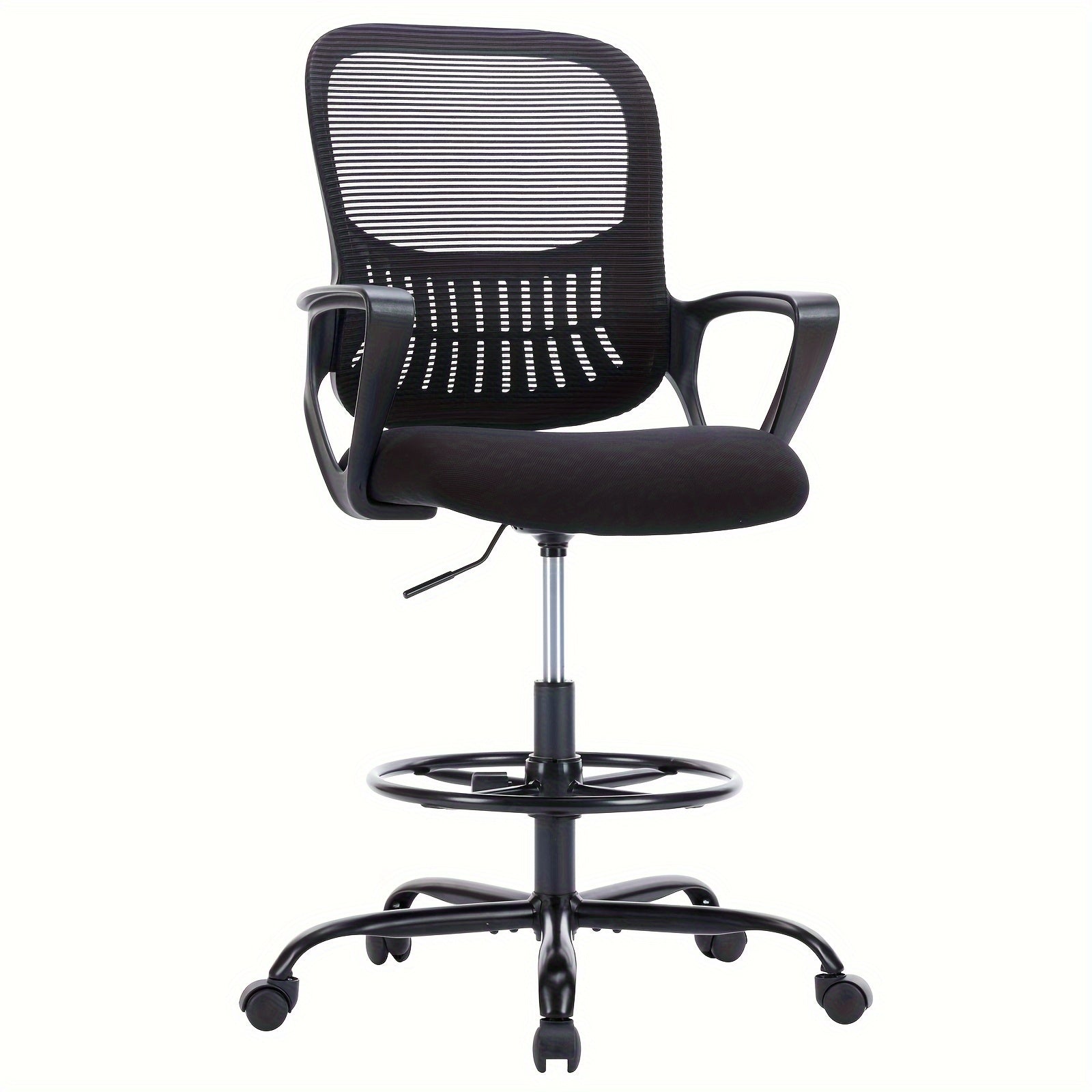 Adjustable Ergonomic Office Chair with Thick Cushioned Seat and Foot Ring