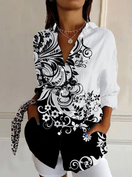 Women's 3D Digital Printing Fashion Long Sleeve Shirt