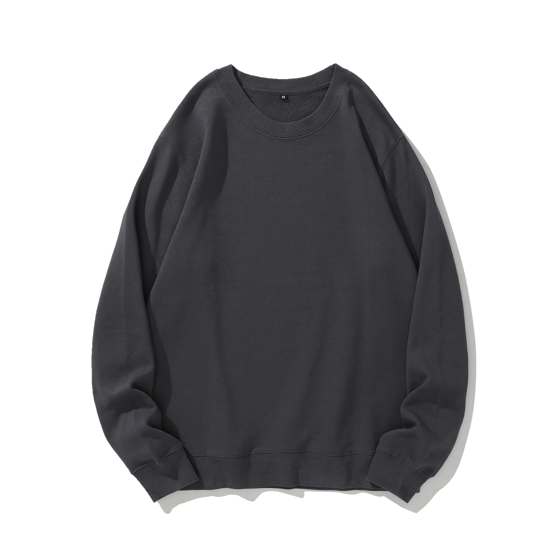 Heavyweight Round Neck Sweater Thickened Terry Solid Color Couple