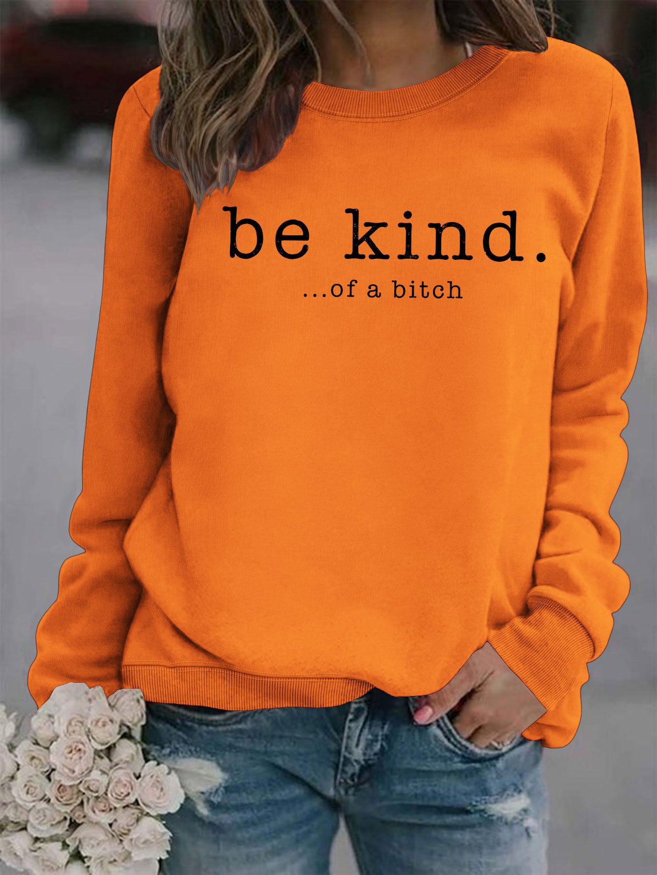 Women's Casual Printed Round Neck Pullover Hoodie