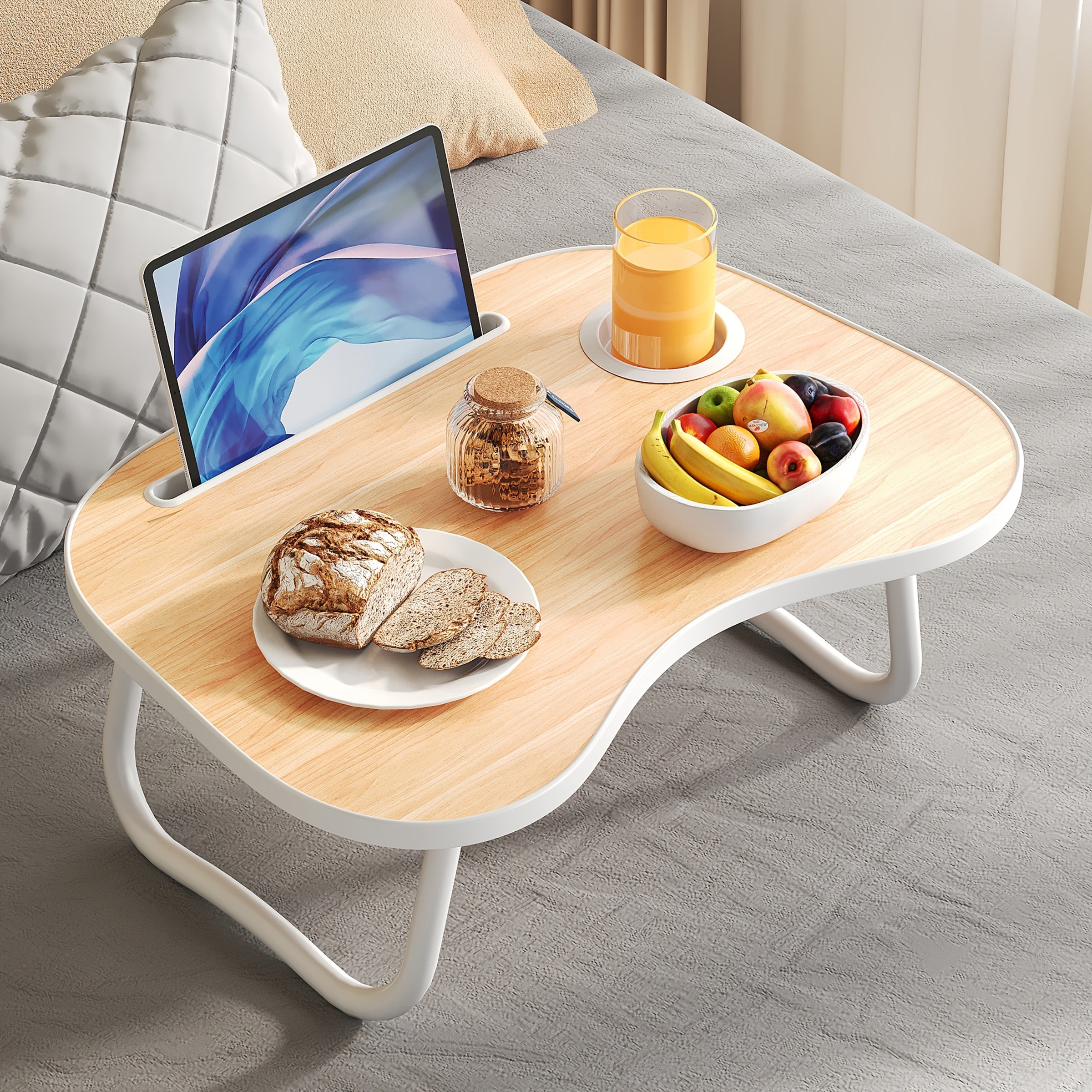 Portable Laptop Bed Table with Cup Holder & Multifunctional Tray