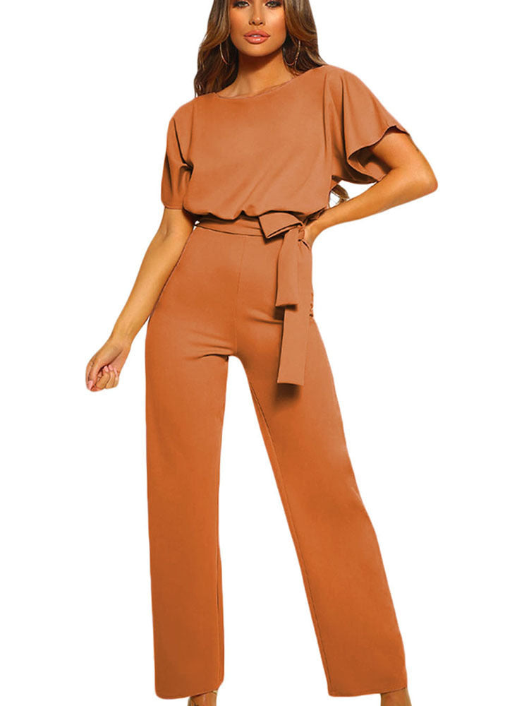 Casual Drawstring Wide-Leg Jumpsuit