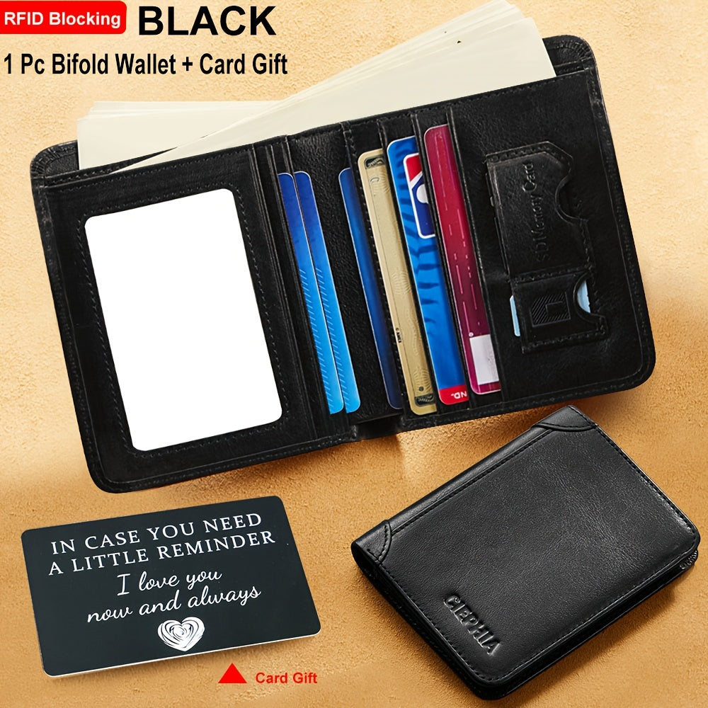 RFID Blocking Trifold Leather Wallet – Cowhide, Vintage Short Design with Money Clip and 2 ID Windows