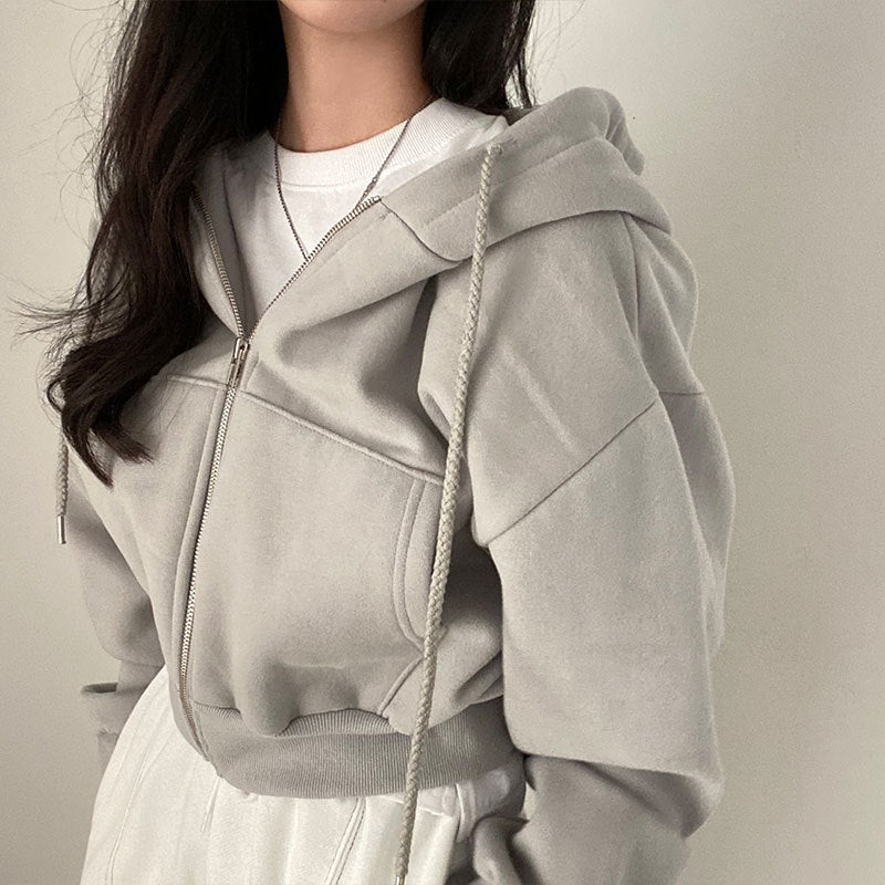 Women's Cozy Long Sleeve Zipper Pocket Hoodie
