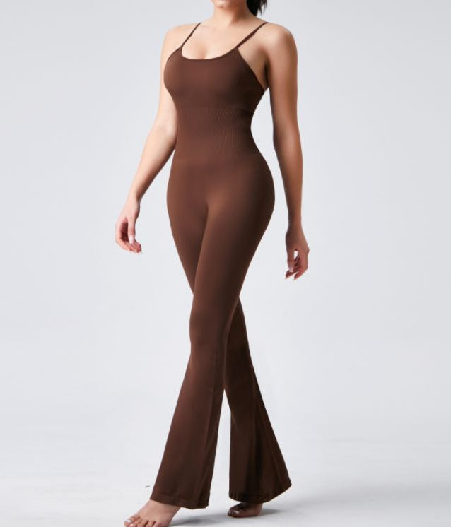 Women's Yoga Strap Bell-Bottom Jumpsuit