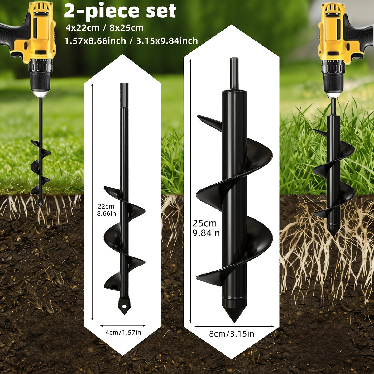Heavy‑Duty Gardening Spiral Drill Bit – Bulb Planting Tool for Digging Holes, Squat‑Free Spiral Drilling, Multi‑Size Options