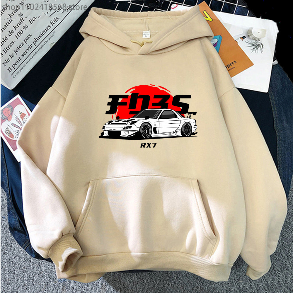 Unisex Graphic Car Print Casual Cotton Hoodie