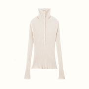Ribbed Base-layer Sweater Chunky Turtleneck Wool Knit Pullover Underlayer Sweater Womens Slim-fit
