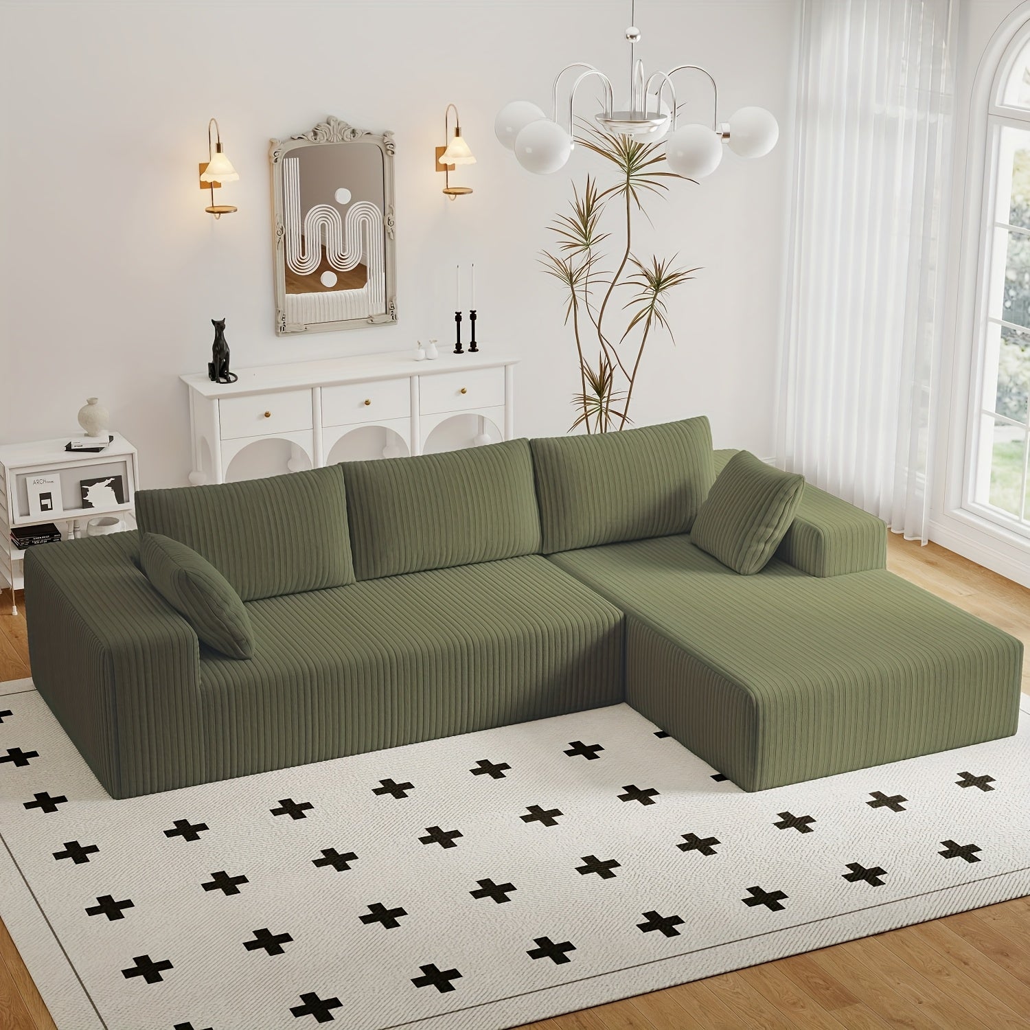 96 Inch L-Shaped Cloud Sofa Set for Living Rooms and Bedrooms