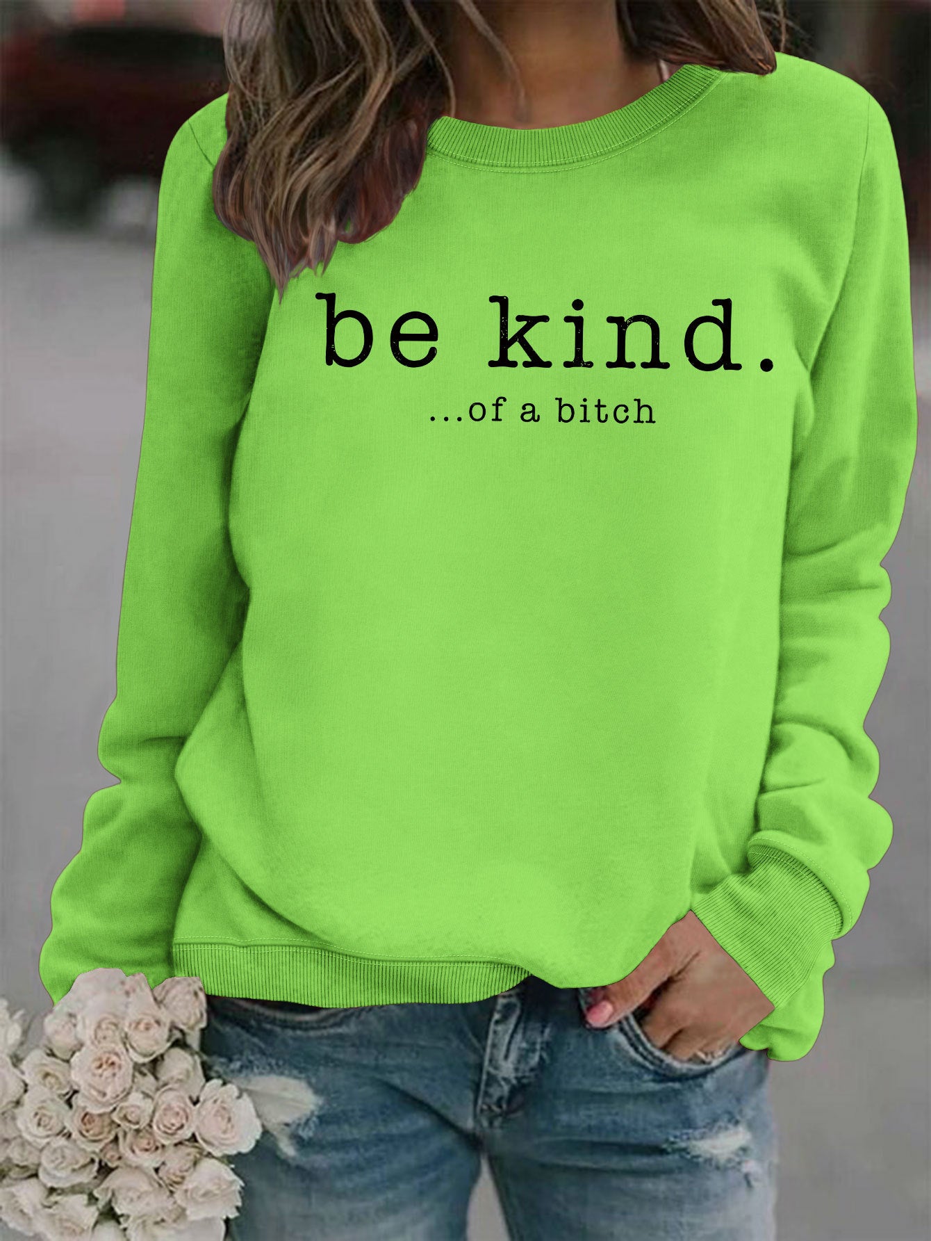 Women's Casual Printed Round Neck Pullover Hoodie