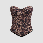 Leopard Print Velvet Spaghetti Straps Tube Top Vest