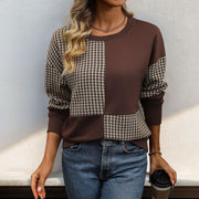 Sweater Brushed Houndstooth Multicolor Hoodie