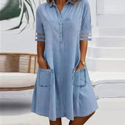 Womens Denim Shirt-style Casual Dress