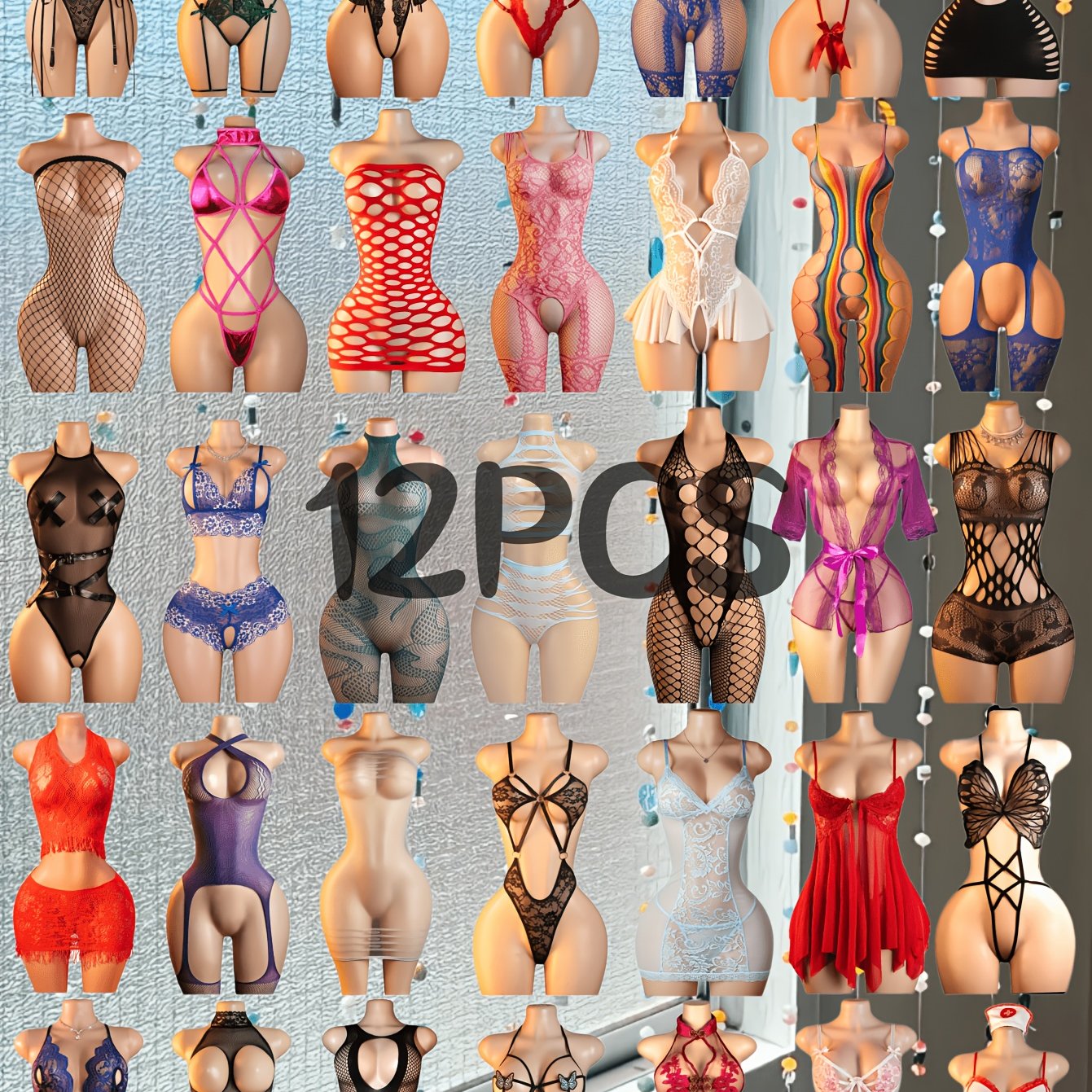 Plus-Size Mesh Lingerie Set with Hollow-Out Design