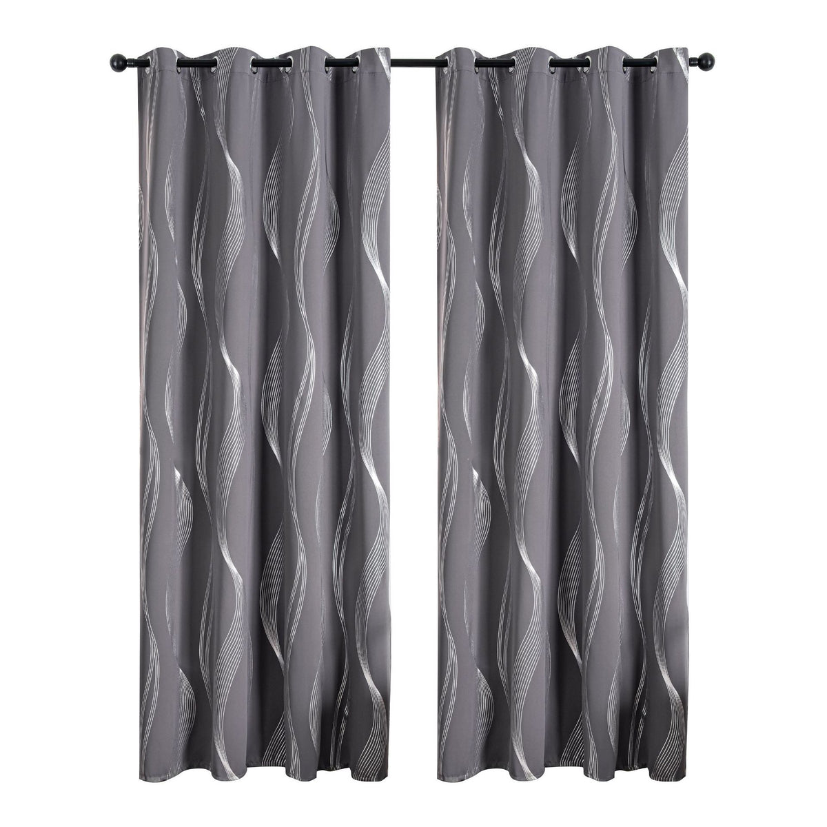 Solid-color Wavy-line Heat-transfer Silver Sun-blocking and Heat-insulating Curtain