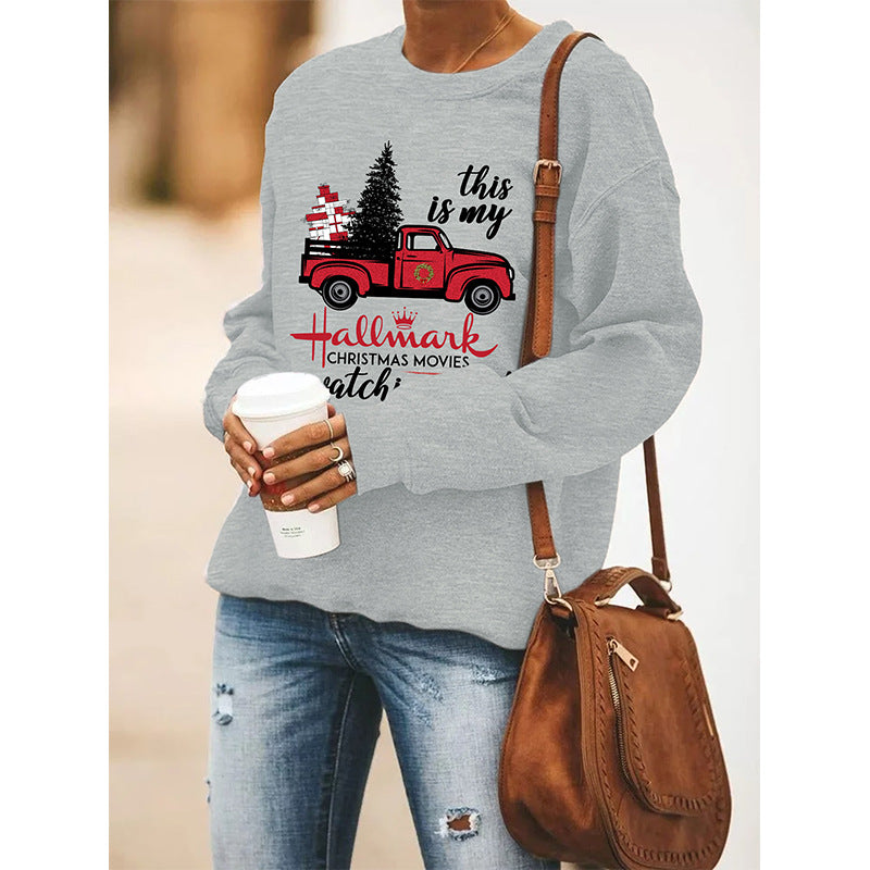 Festive Women's Christmas Print Long Sleeve Pullover Sweater