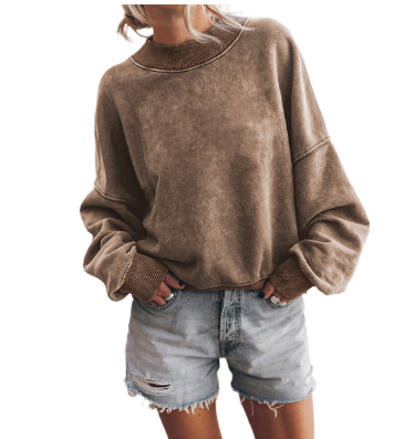 Cozy Solid Color Loose Crew Neck Casual Sweater