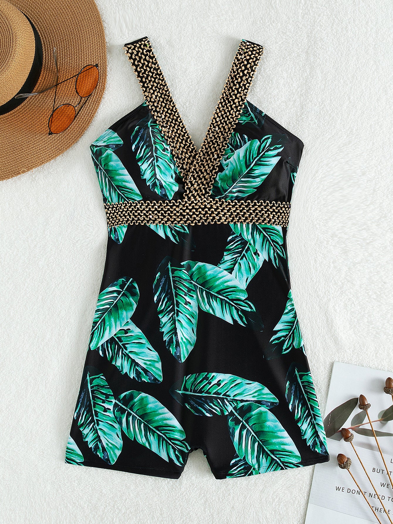 Sexy Deep V-Neck High-Cut Backless One-Piece Swimsuit