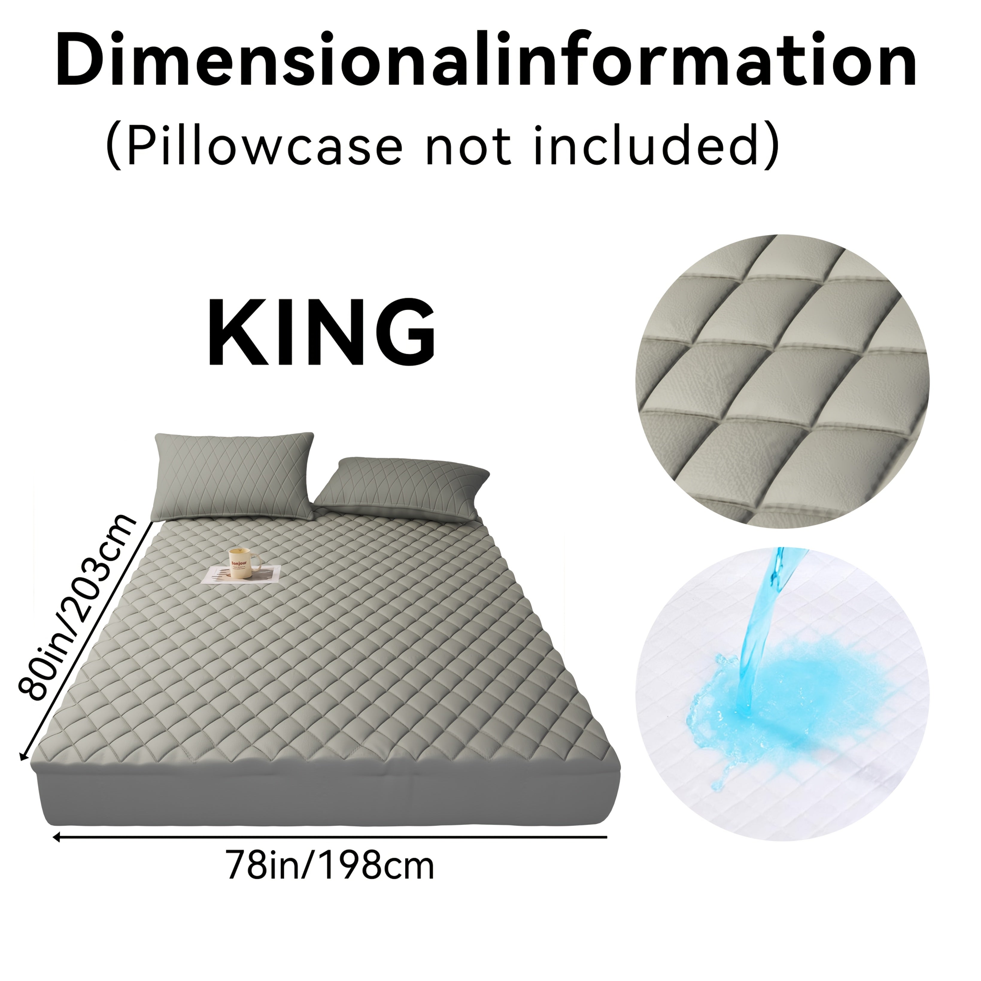 Waterproof Mattress Protector Quilted Thickened Comfortable Bedspread Layer with Deep Pocket Design, Warm Breathable Bedding for Bedroom Guest Room Hotel, Great for Holiday Gifts Black Friday And...
