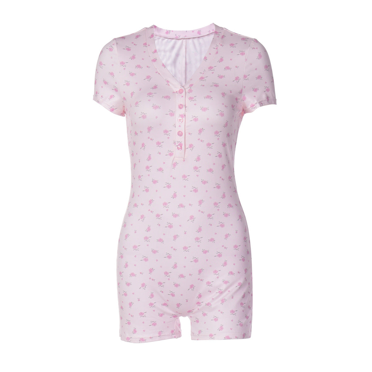 Floral Print Slim-Fit Short Jumpsuit