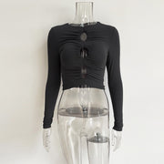 Short Skinny Long Sleeve Versatile Stretch Fit Top