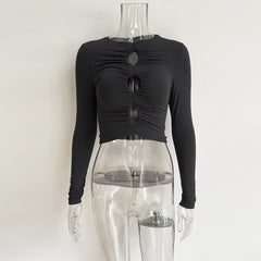 Short Skinny Long Sleeve Versatile Stretch Fit Top