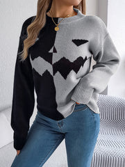 Ghost Pumpkin Contrast Color Long Sleeves Pullover