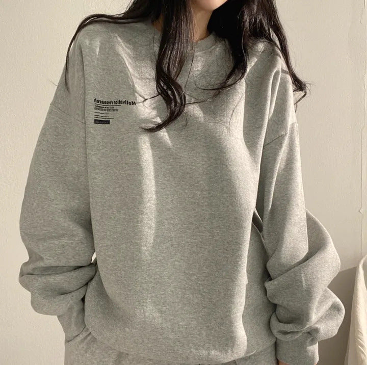 Plus Size Fleece-Lined Loose Hoodie for Women