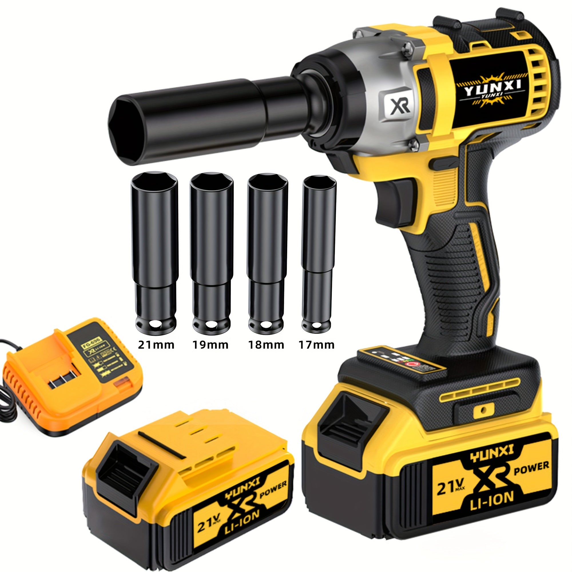 21V Cordless Impact Wrench Wireless Drill Kit, Brushless Electric Impact Gun Drill, Impact Wrench Drill, Equipped With 4000mAh Battery, Toolbox, Charger, Socket And Complete Accessories. Suitable...