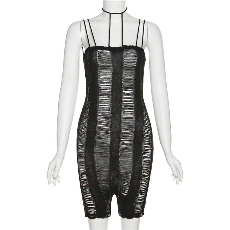 Women's Strappy Hollow-Out Sheer Jumpsuit