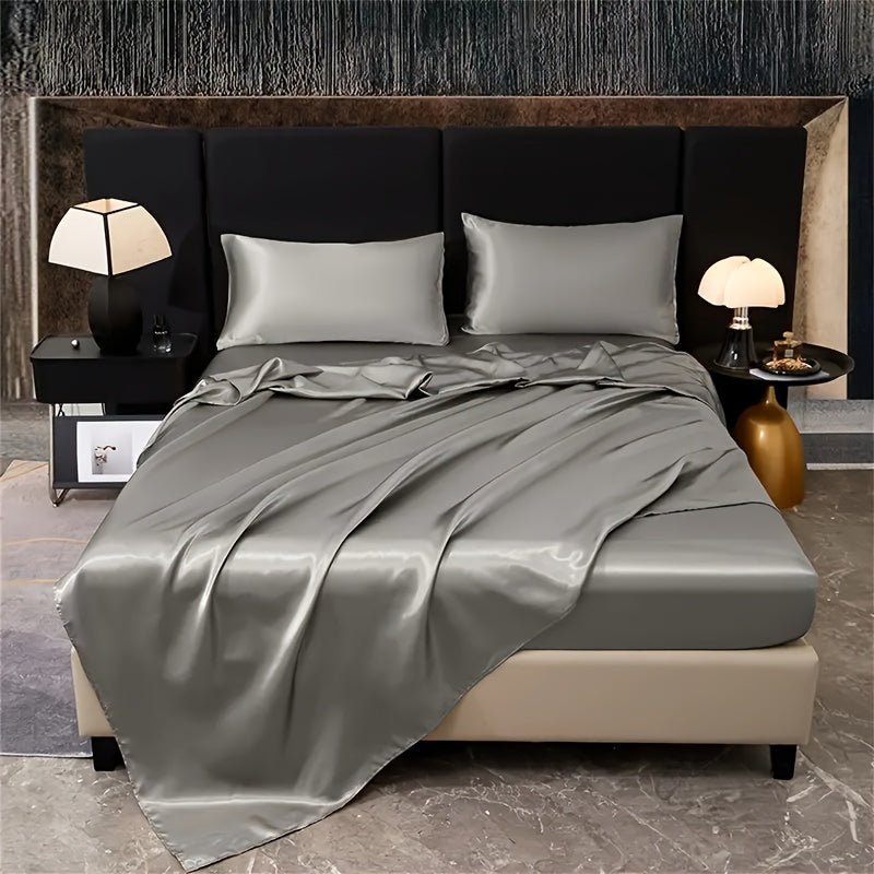 Luxurious 4pcs Light Luxury Silky Colorful Dot Four-piece Set With 1 Fitted Sheet, 1 Sheet, 2 Pillowcases, Suitable For Home Bedrooms, Guest Rooms And Hotels. It Is Of High Quality, Comfortable And Du