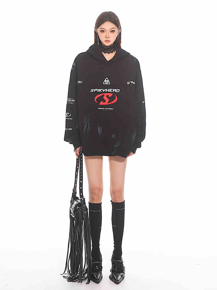 Cozy Letter Print Loose Hooded Sweatshirt