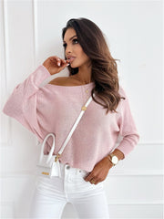 Outer Collar Solid Color Loose Knitted Coat Casual Sweater