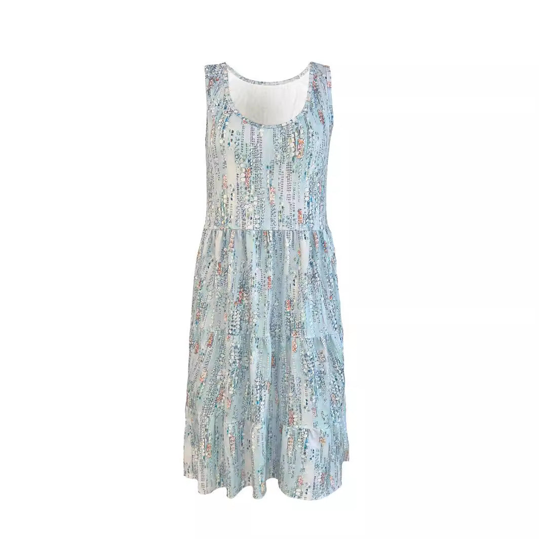 Floral Print Sleeveless Casual Summer Midi Dress
