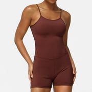 Thin Strap Yoga Clothes Shorts Suit Nude Feel One-piece Workout Top