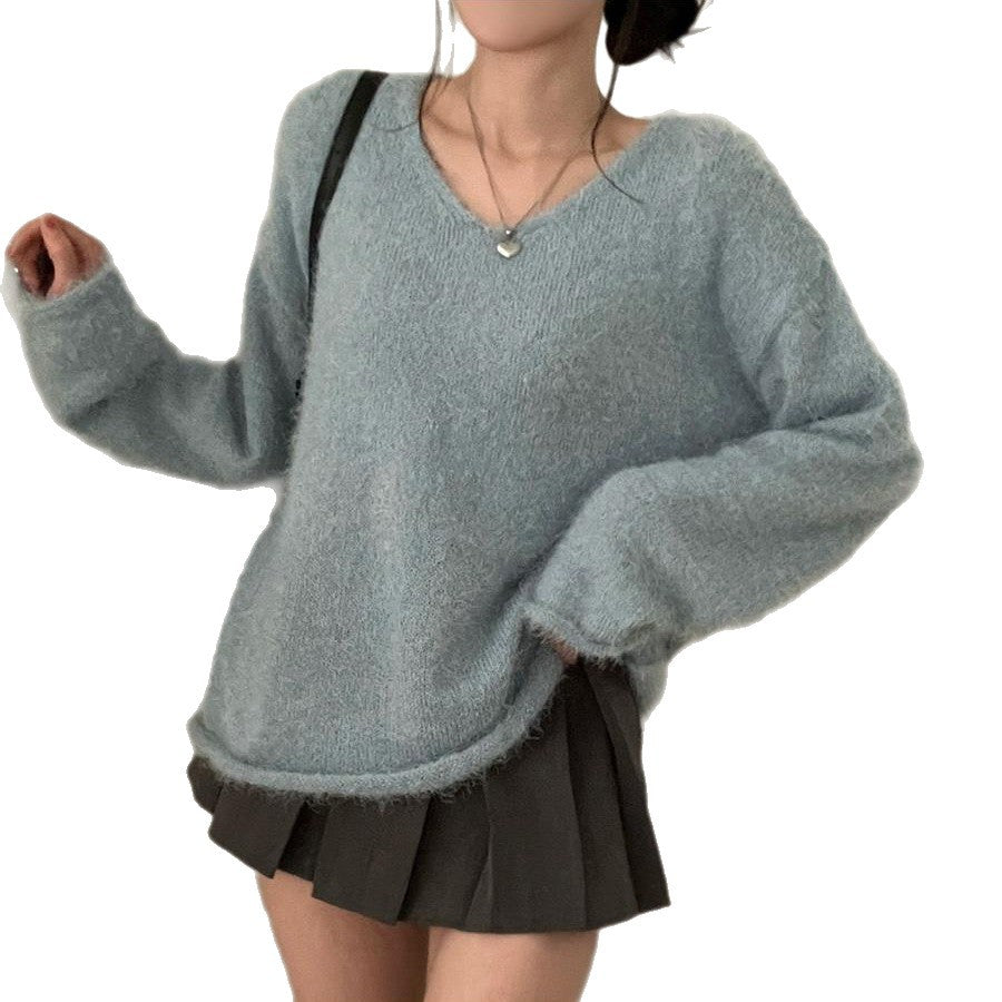 Pure Color Milk Huhoo Loose and Lazy Style Long Sleeve Pullover Sweater