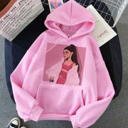 Korean Loose Slouchy Print Long Sleeve Hoodie