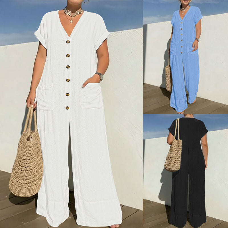 Batwing-sleeve Wide-leg Jumpsuit For Women