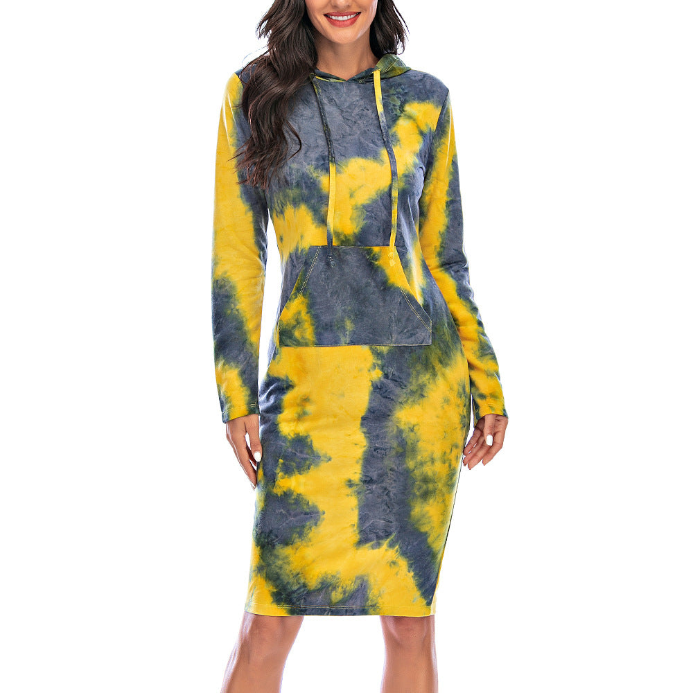 Vibrant Tie-Dye Hooded Long Sleeve Sweatshirt