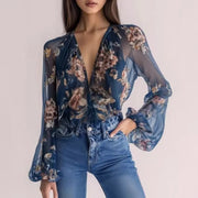 Womens Beach Bikini Sun-Protective Chiffon Printed Cardigan