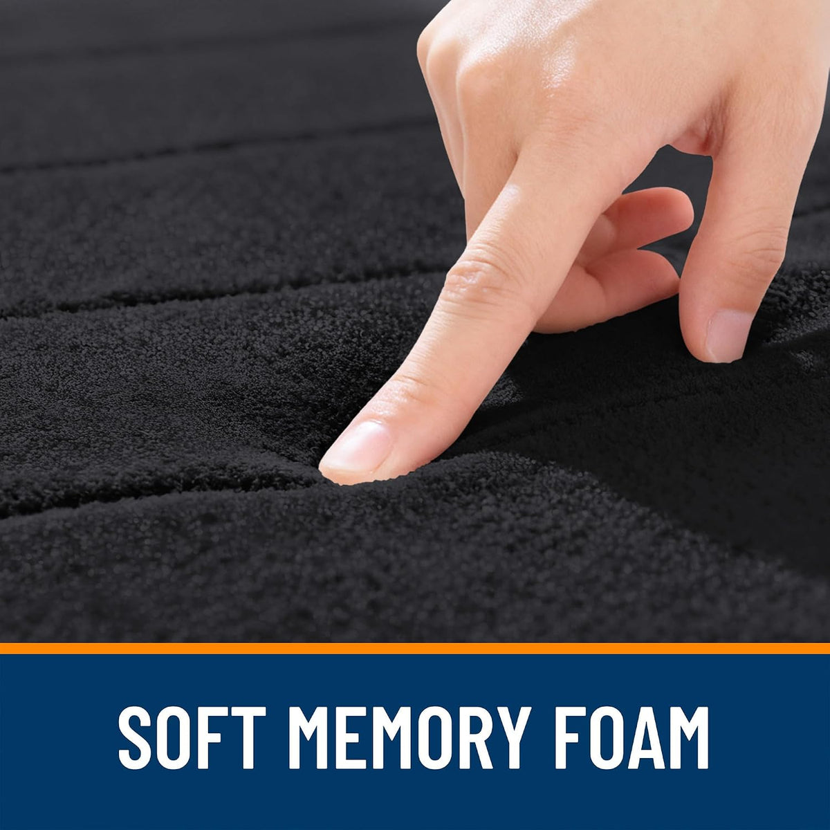 Soft Memory Foam Bath Mat 16x24 Inch, Black Absorbent Bathroom Floor Rug for Shower, Tub, Vanity and Home