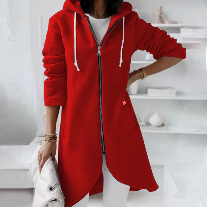Women's Cozy Zip-Up Hooded Sweatshirt with Pockets