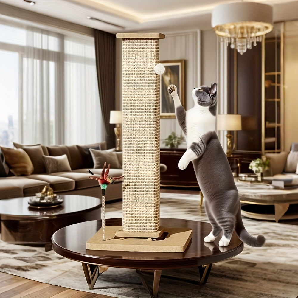 Extra Thick Cat Scratching Post - Sisal Fiber Claw Design | Essential For Cat Lovers | Durable Vertical Space-Saving Design | Must-Have For Cat Owners, Feline Enrichment, Reinforced Base, Highquali...