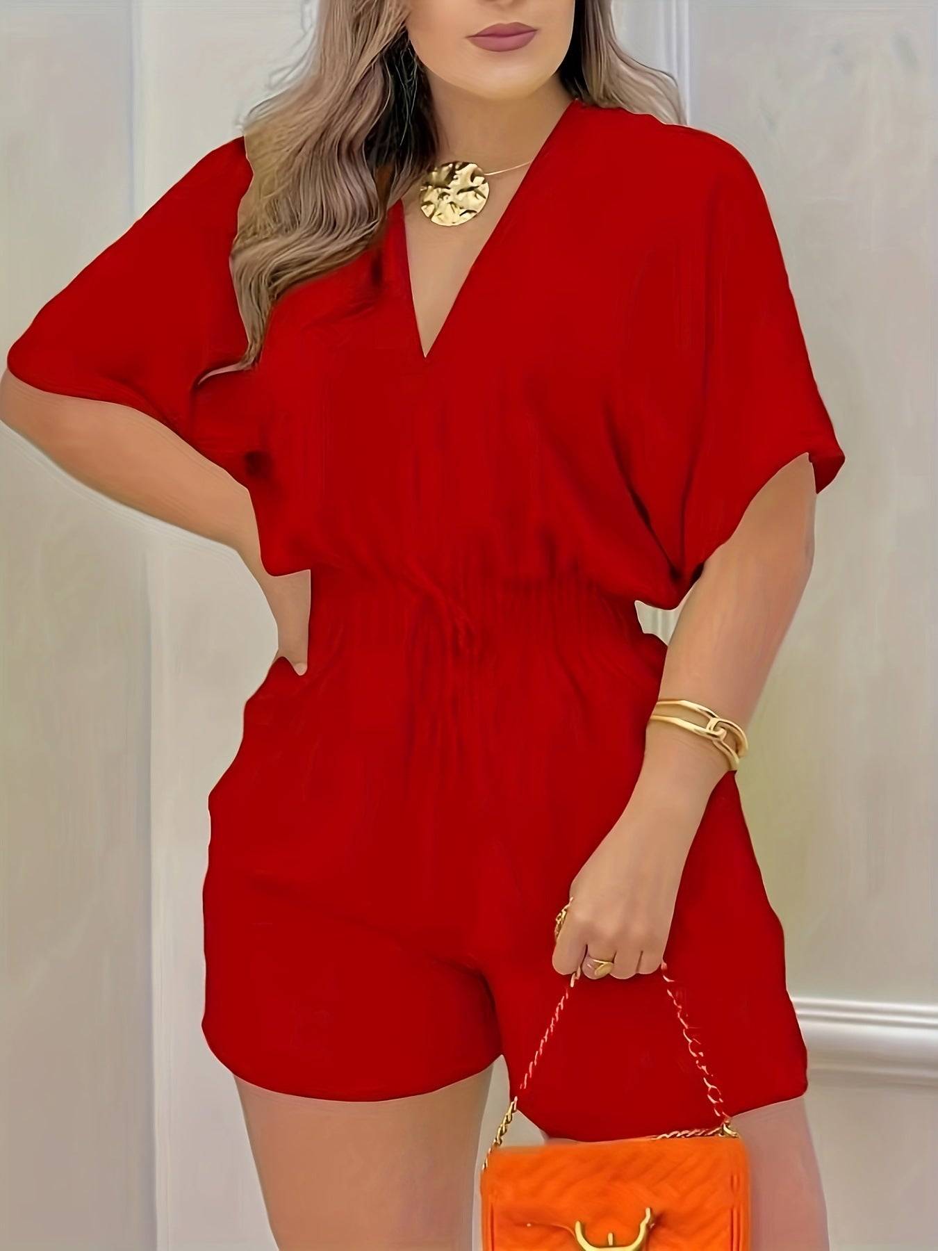 Elegant V-Neck Ruffled Casual Jumpsuit for Women