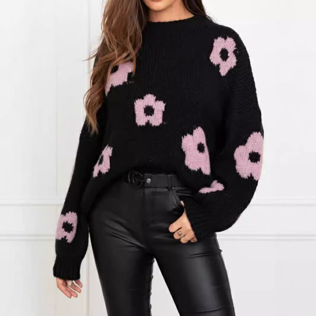 Autumn and Winter Women's Sweaters, Women's Floral Personalized Plus-size Trendy Sweaters