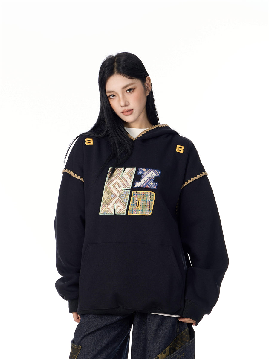 Retro Colorblock Stripe Stand Collar Hooded Coat